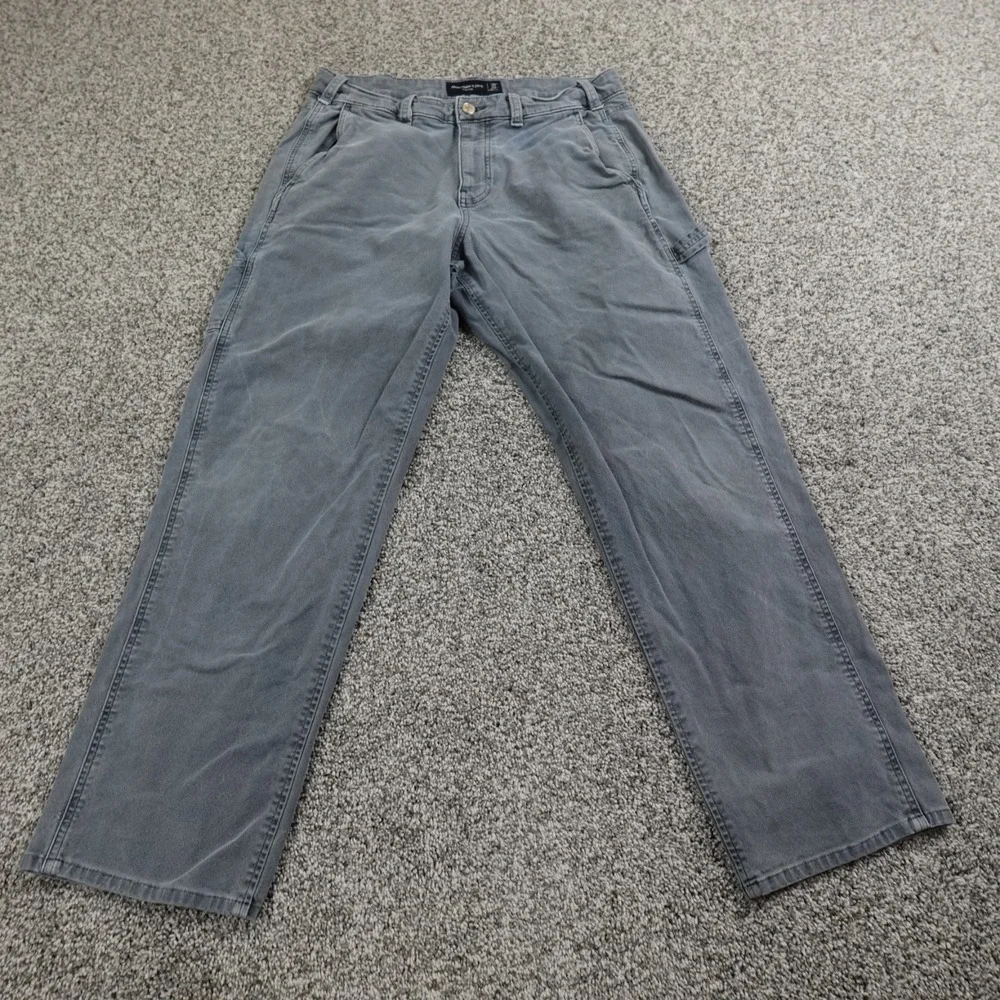 VTG Abercrombie Fitch Jeans Mens 30X32 Blue Gray Carpenter Pants Grunge 90Ss Y2K